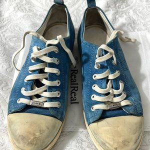 Chanel Blue Suede Logo Distressed Sneakers 39Eur (8-8.5US) size.